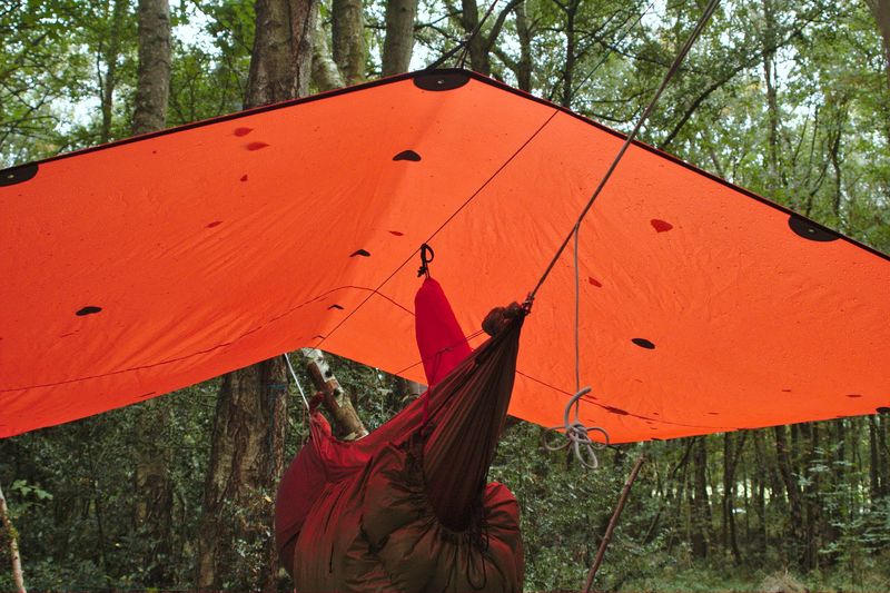 Under a tarp